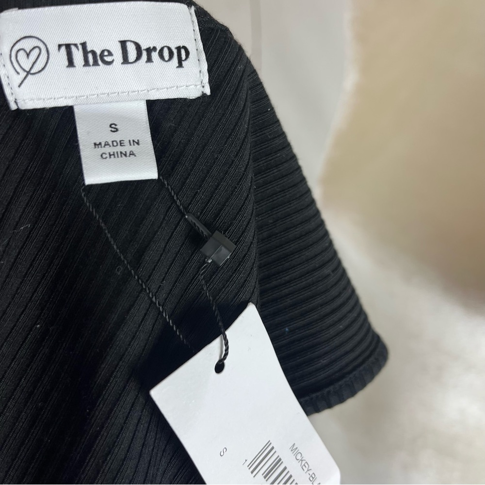 The Drop One shoulder ribbed black midi dress small NWT cutouts slit - Picture 5 of 12